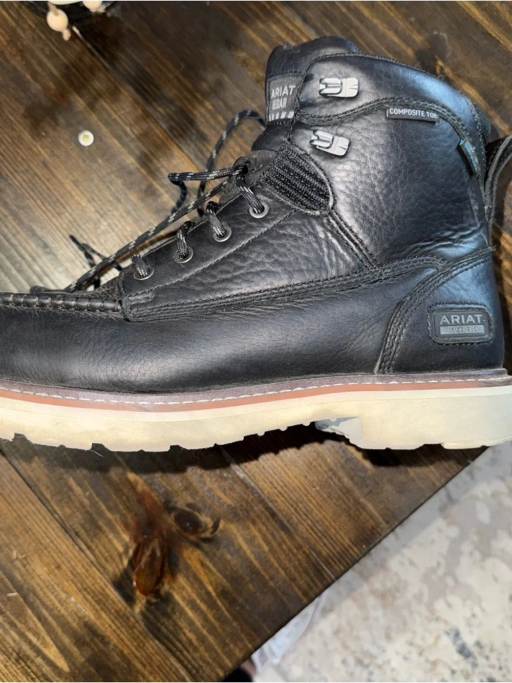 Ariat Black Leather Moc Toe Work Boots